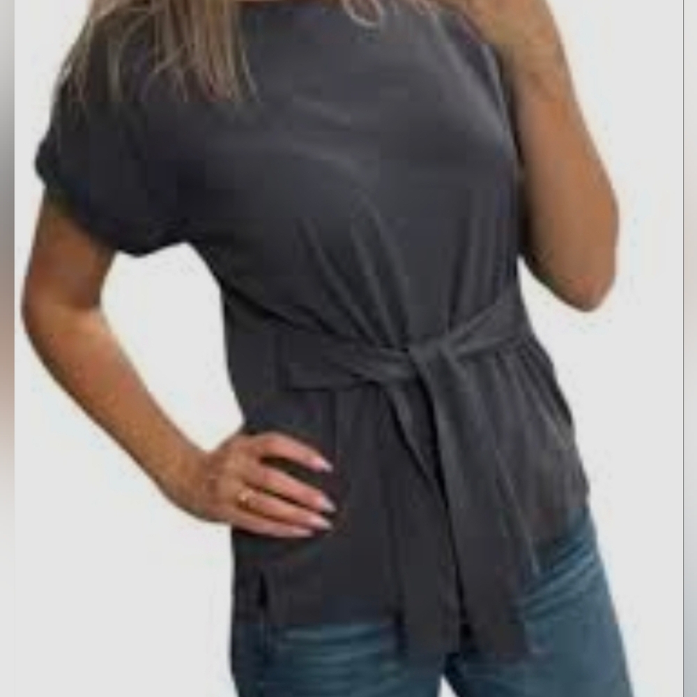 nwot J.jilll Women's Tie-Front Top Gray SZ M
